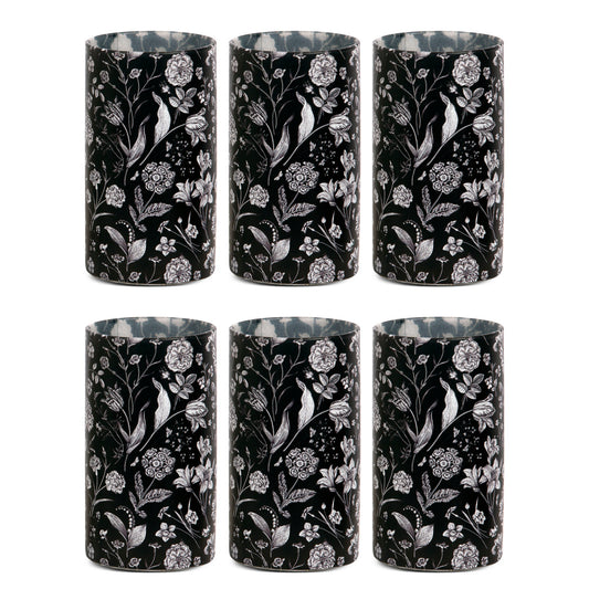 Glasses - Flora & Fauna Black (Set of 6)
