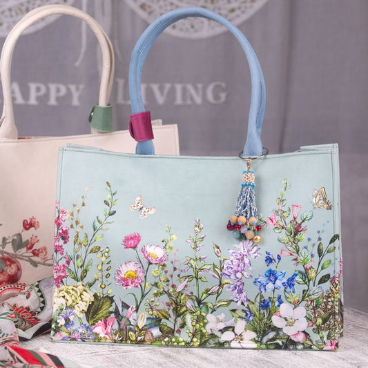 Tote Bag - Floral Suede