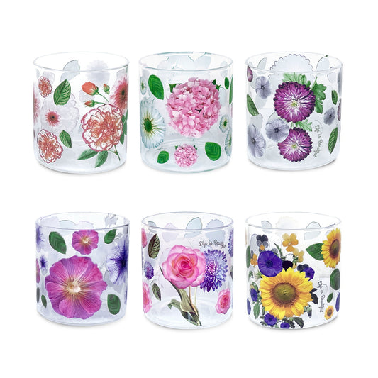 Glasses - Bloom Squat Multiple Flowers (Set of 6)