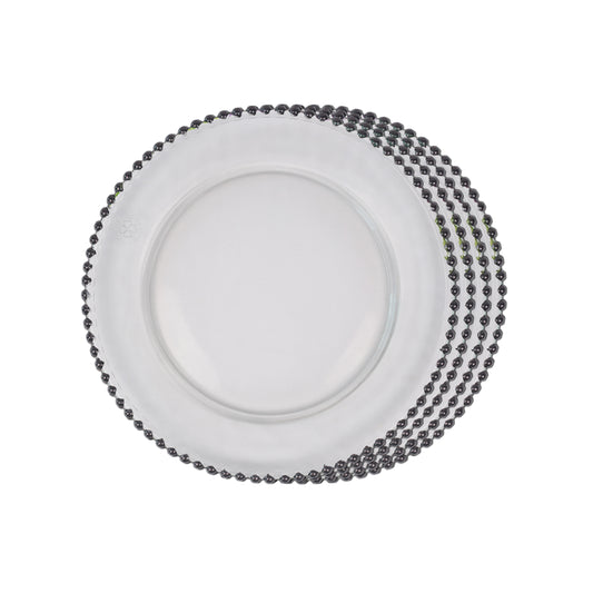 Dinner Plates - Dotted Clear & Black (Set of 4)