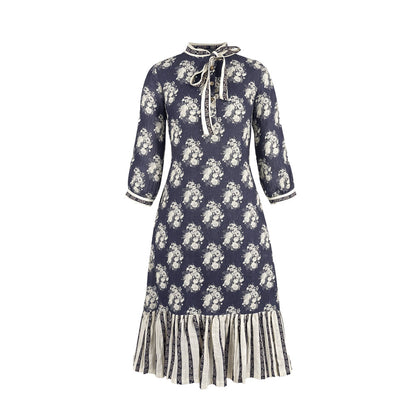 Flora & fauna  - Tie-Up Dress with Pleated Hem