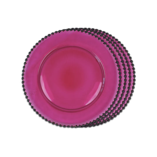 Dinner Plates - Dotted Dark Pink (Set of 4)
