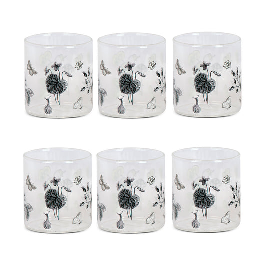 Glasses - Flora & Fauna Squat Leaf (Set of 6)