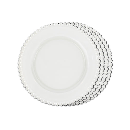 Dinner Plates - Dotted White Opaque (Set of 4)