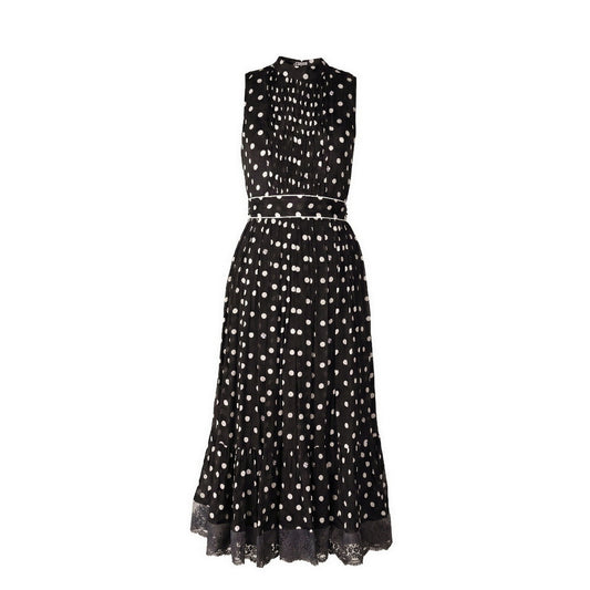 Polka Dot - Pleated Belted Dress