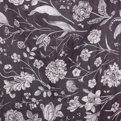 Twill Pashmina Embroidered Shawl - Flora Fauna Half & Half
