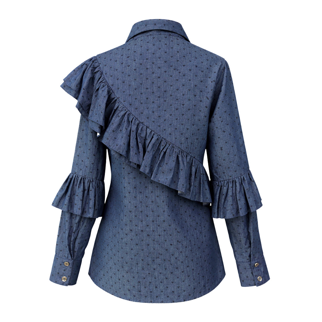 Denim - Ruffle Flower Shirt