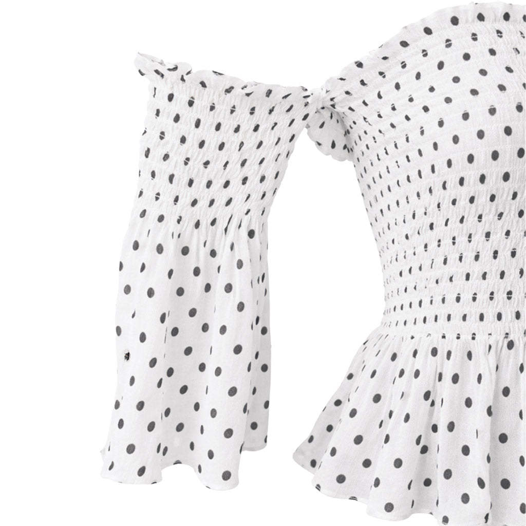 Polka  - Sage Smocked Off-Shoulder Top