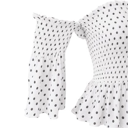 Polka  - Sage Smocked Off-Shoulder Top