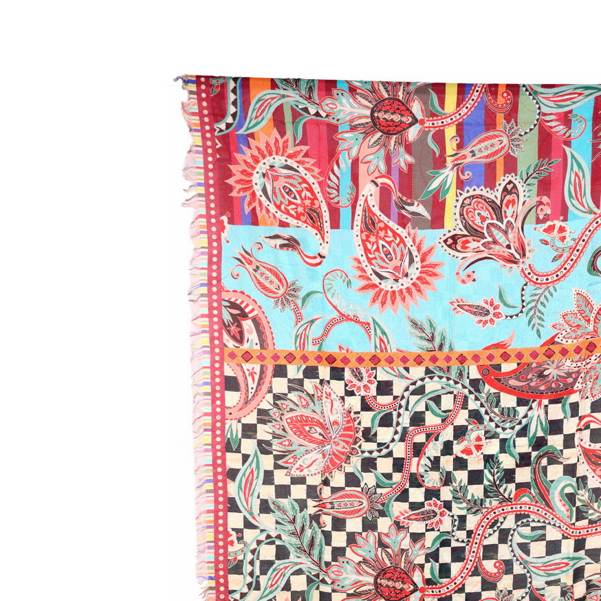 Twill Pashmina Embroidered Shawl - Blue Paisely
