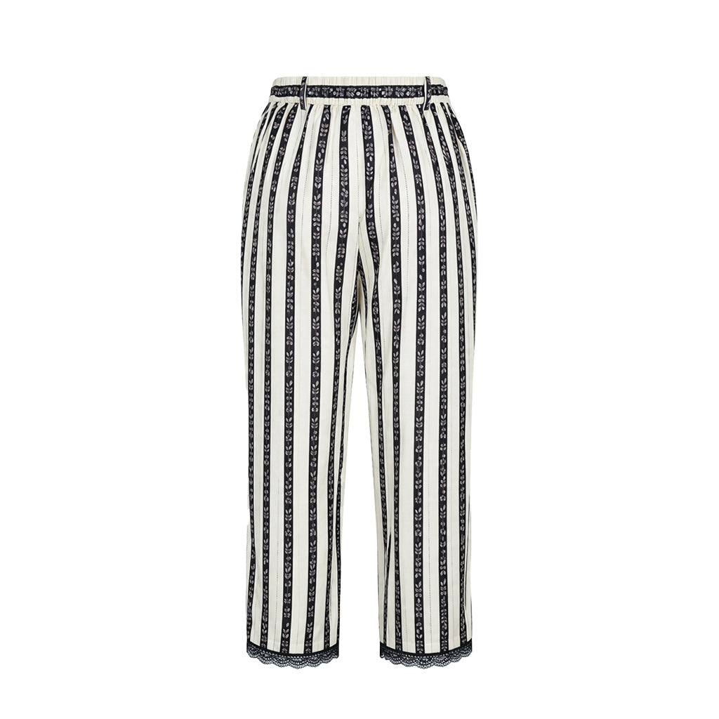 Flora & Fauna - Ivory & Black Striped Wide-Leg Pants