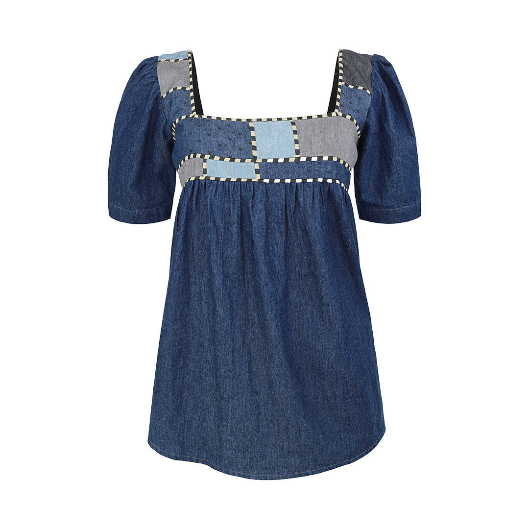 Denim - Panelled Babydoll Top