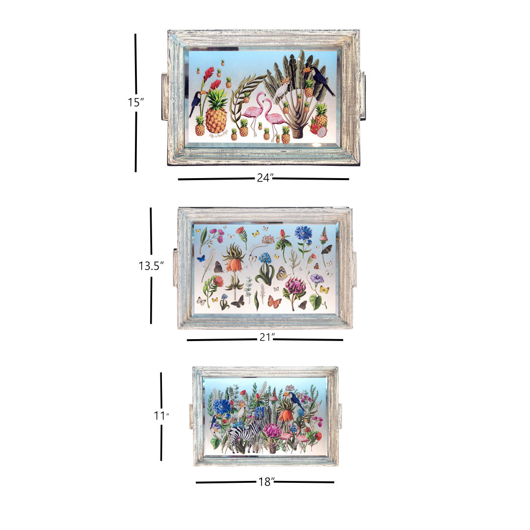 Trays - Jungle Stacked Edge Large White