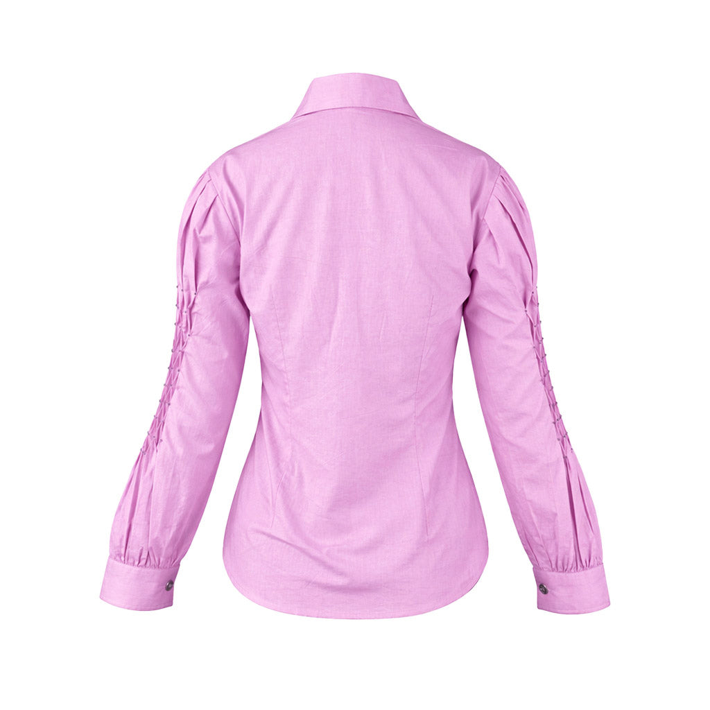 LIB Basics - Lilac Smocked Sleeve Shirt
