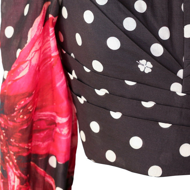 Polka Dot - Floral Sleeve Blouse