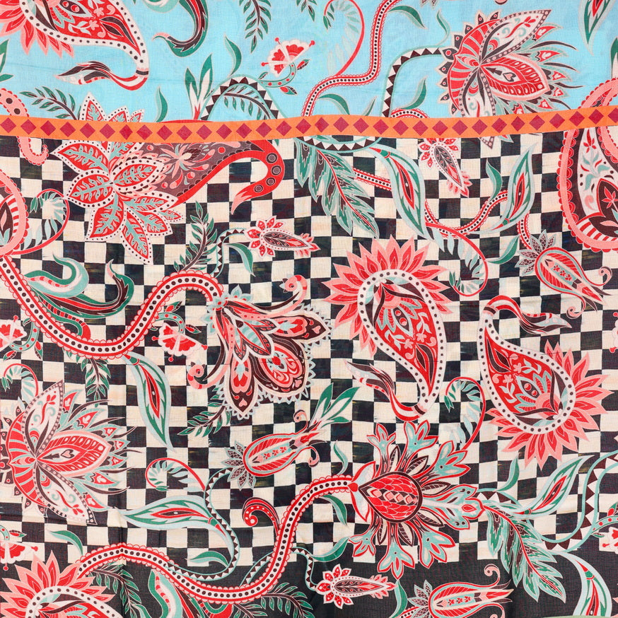 Twill Pashmina Shawl - Blue Paisely