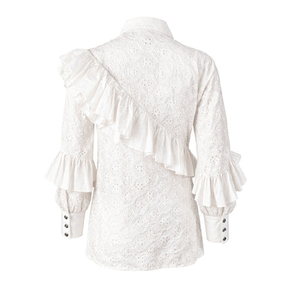 Ikat Affair - Embroidered Ruffle Shirt
