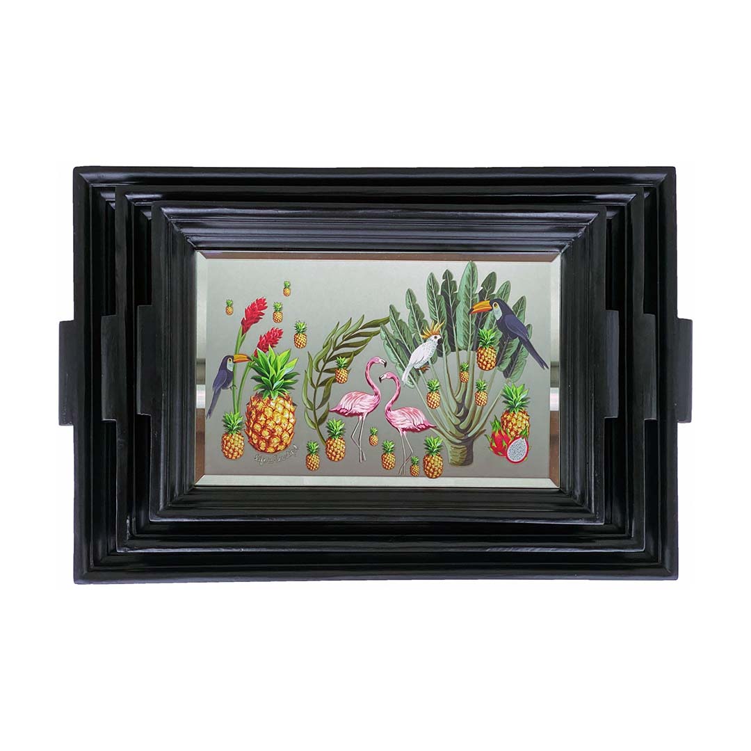 Trays - Jungle Stacked Edge Small Black