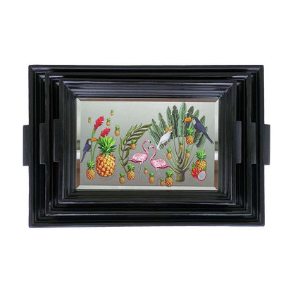Trays - Jungle Stacked Edge Small Black