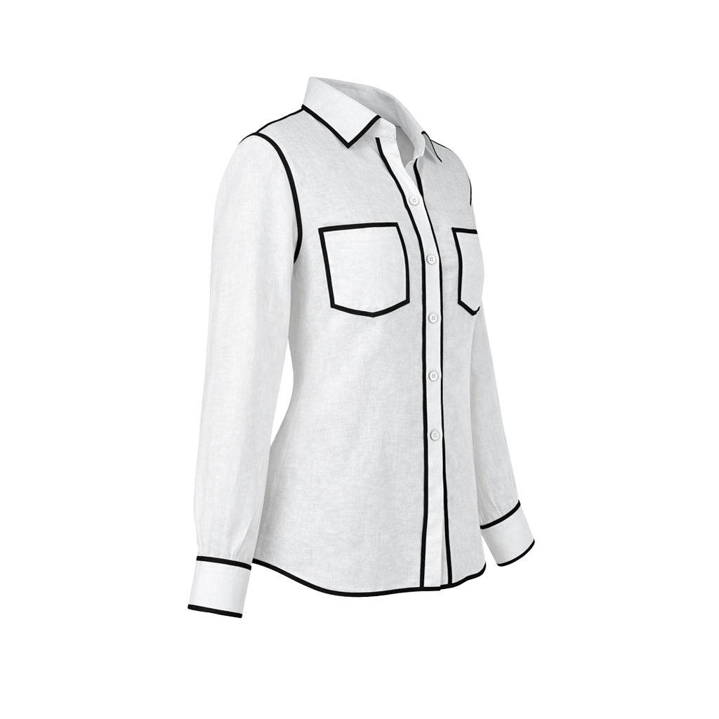 LIB Basics - Ivory Contrast Piping Shirt