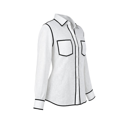 LIB Basics - Ivory Contrast Piping Shirt