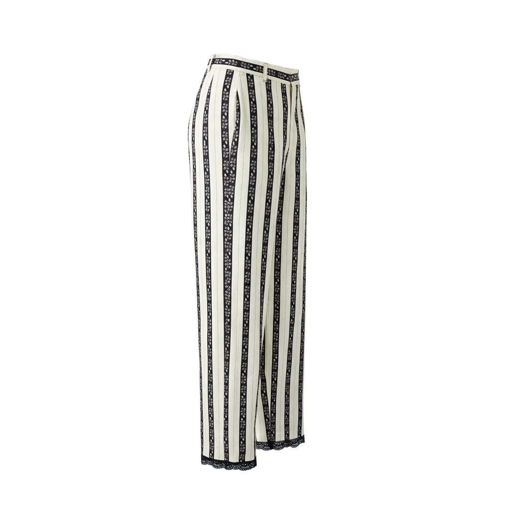 Flora & Fauna - Ivory & Black Striped Wide-Leg Pants