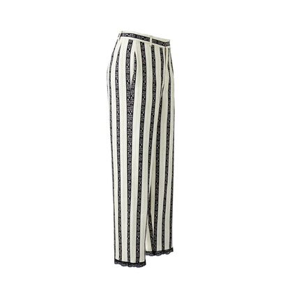 Flora & Fauna - Ivory & Black Striped Wide-Leg Pants