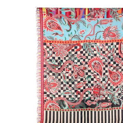 Twill Pashmina Shawl - Blue Paisely
