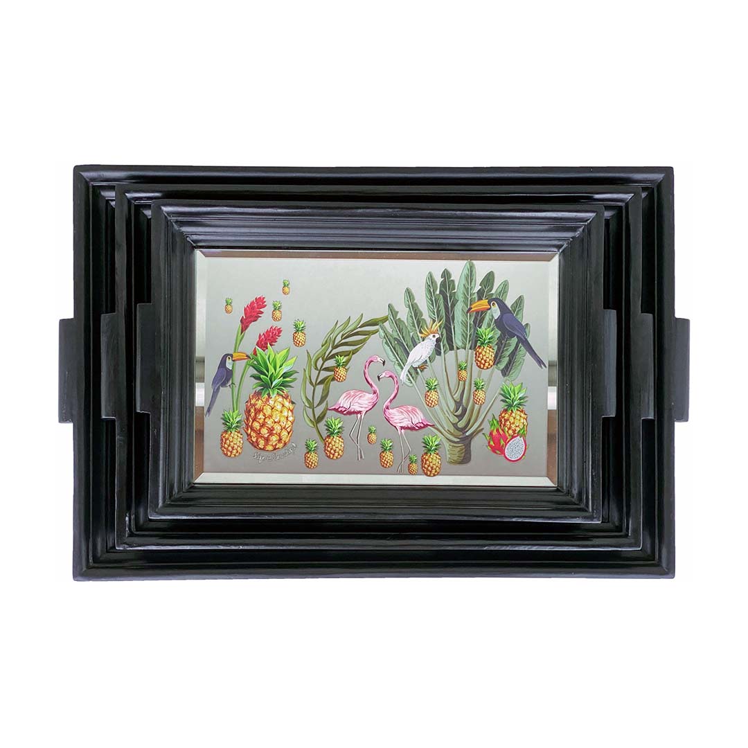 Trays - Jungle Stacked Edge Large Black