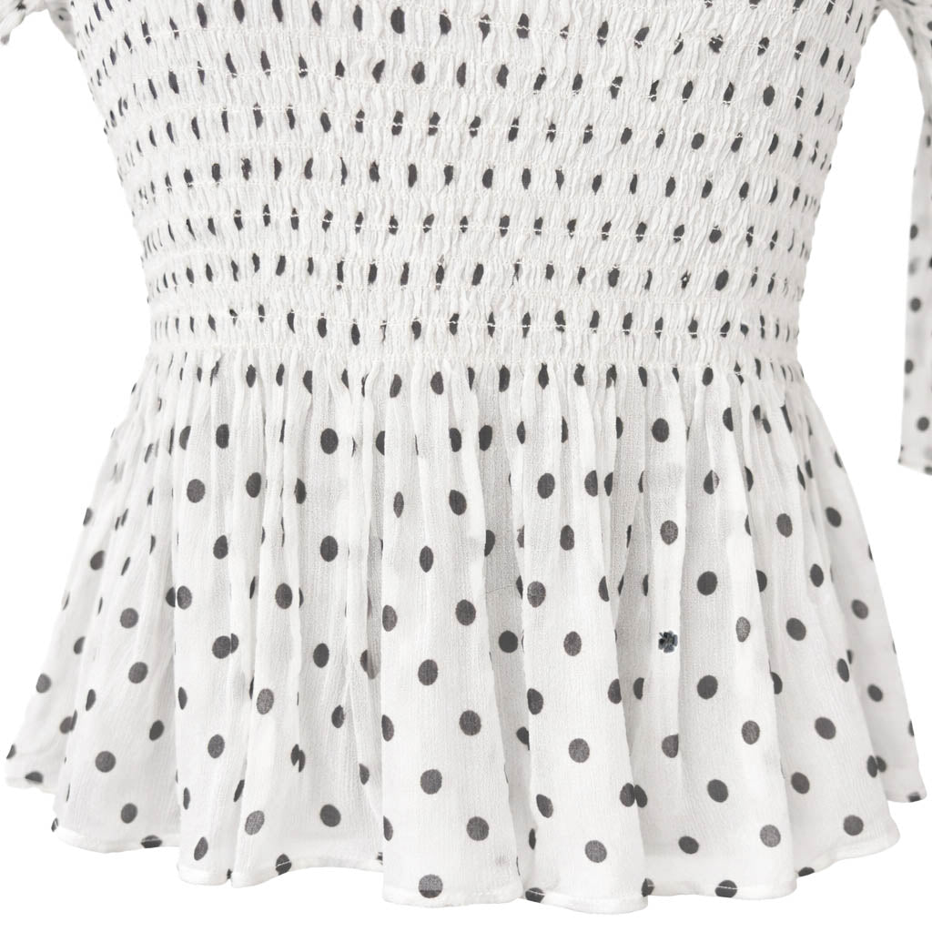 Polka  - Sage Smocked Off-Shoulder Top