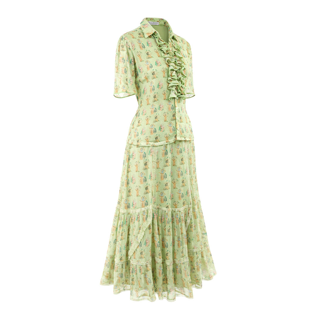 Picnic - Ruffled Shirt & Tiered Skirt Set