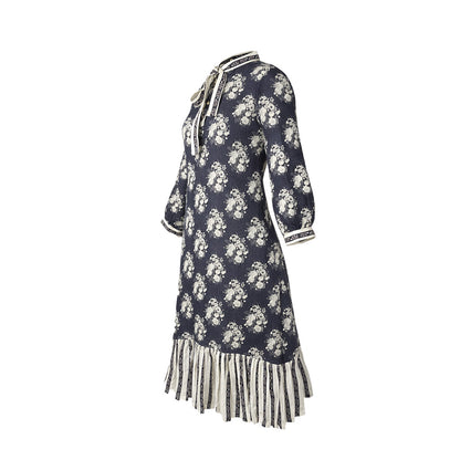 Flora & fauna  - Tie-Up Dress with Pleated Hem