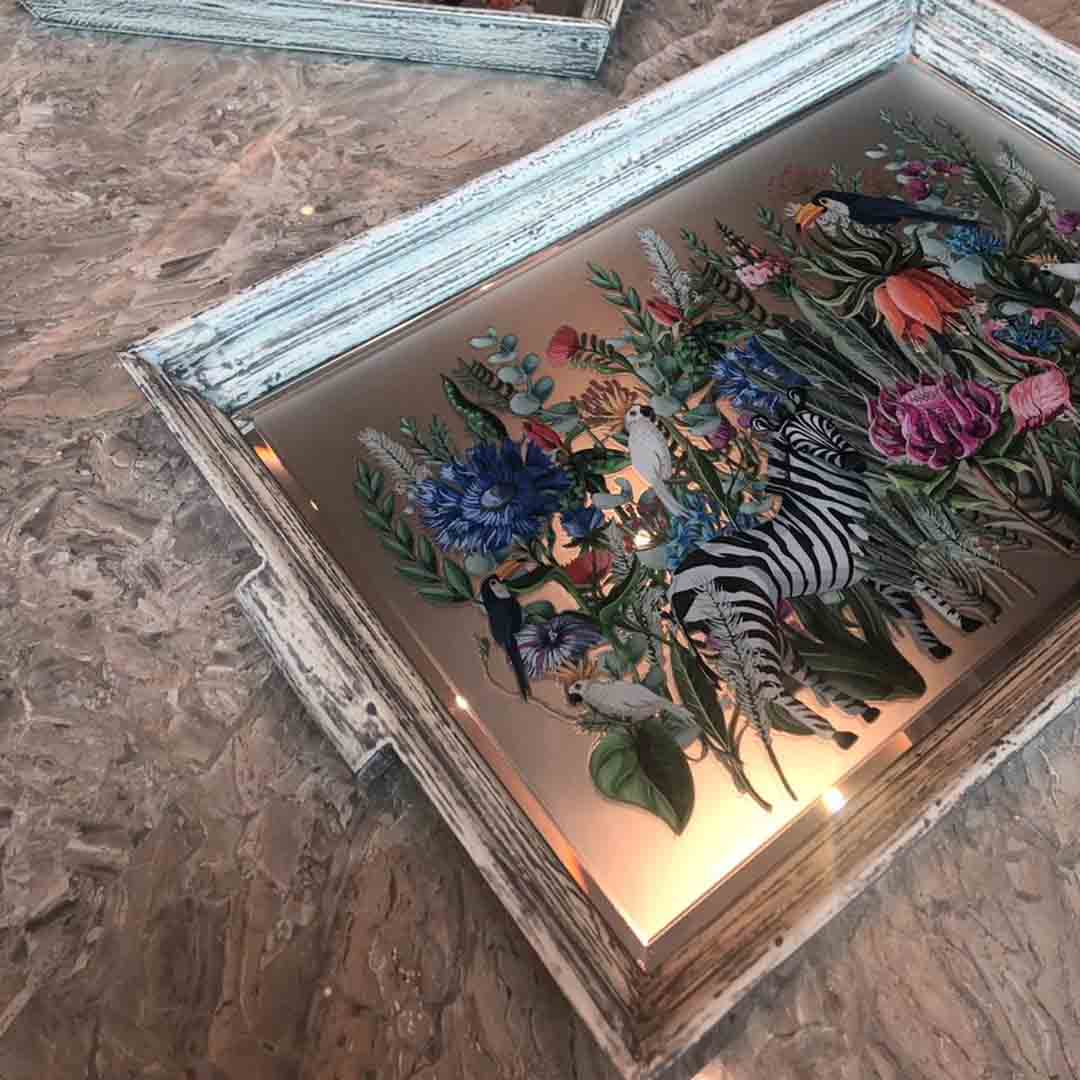 Trays - Jungle Stacked Edge Large White