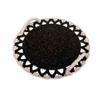 Trays - Picnic Macrame Charcoal & White Tray