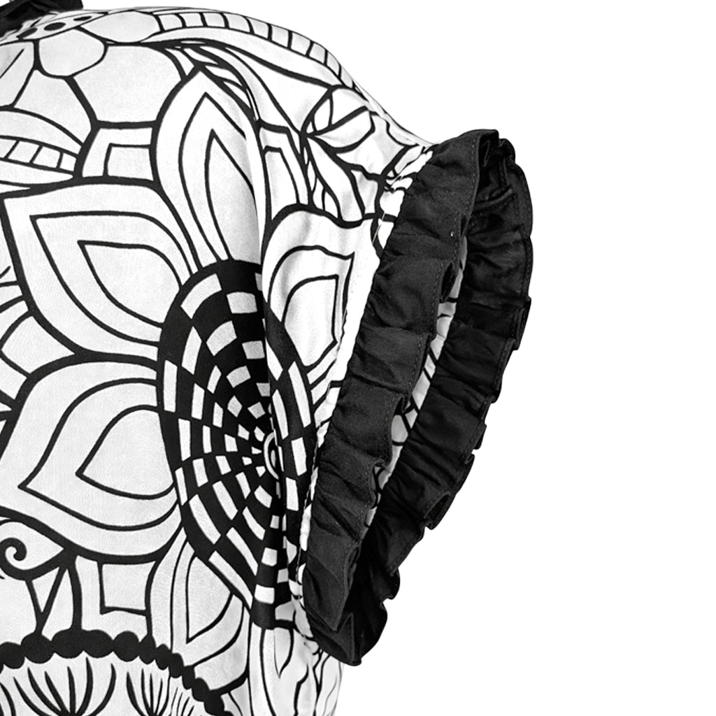 Doodle  - Monochrome Floral Ruffle Tie-Up Top