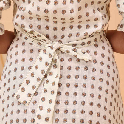 The Explorer - White Dress with Cloth Belt