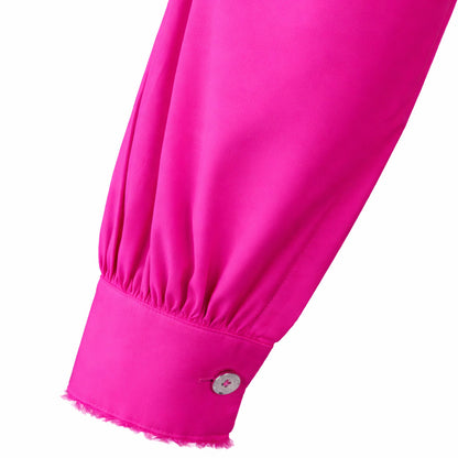 LIB Basics - Fuchsia Smocked Sleeve Shirt