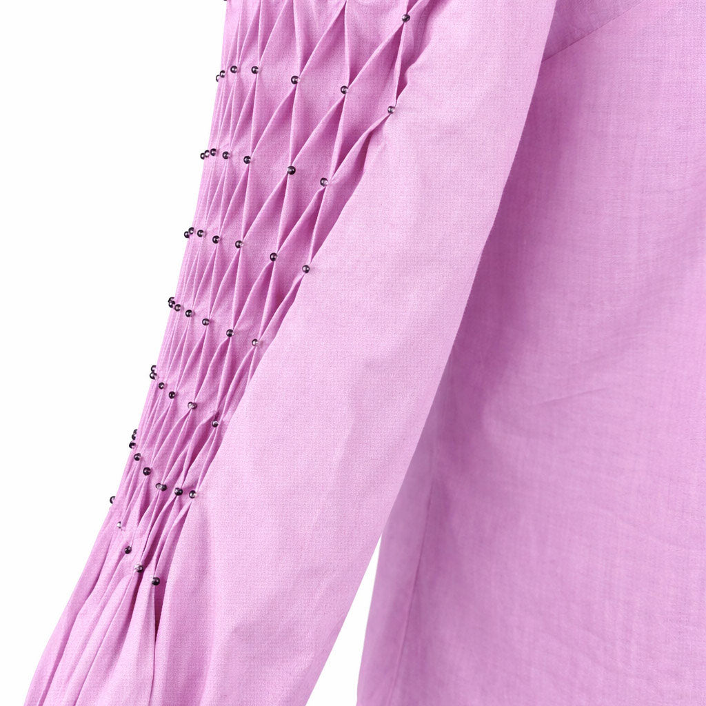 LIB Basics - Lilac Smocked Sleeve Shirt