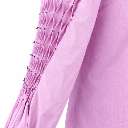 LIB Basics - Lilac Smocked Sleeve Shirt