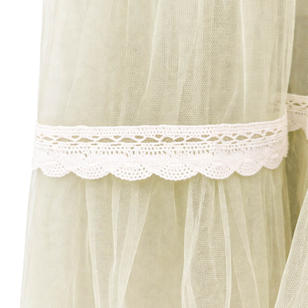 Ikat - Ivory Lace Panelled Dress with Tulle Hem