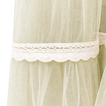 Ikat - Ivory Lace Panelled Dress with Tulle Hem