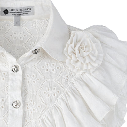 Ikat Affair - Embroidered Ruffle Shirt