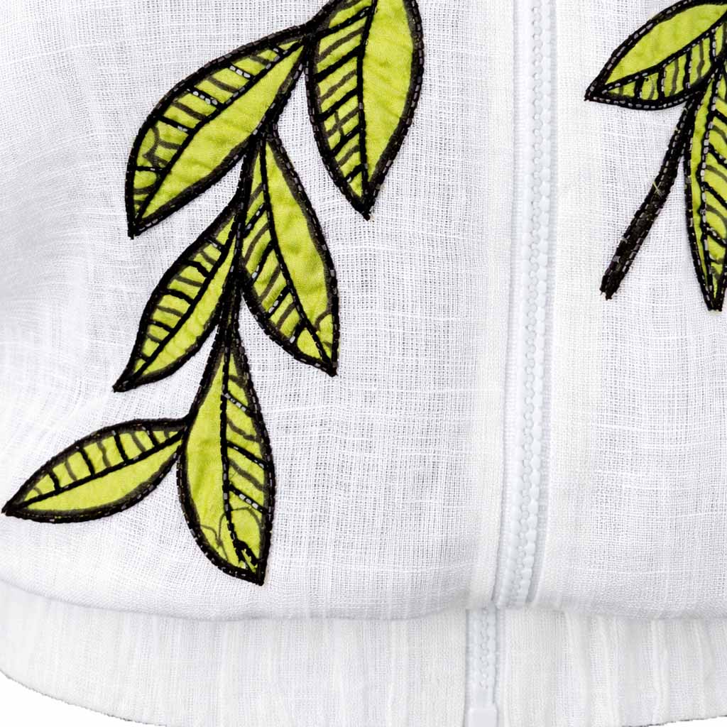 Doodle - Drop Shoulder Green Zip Top