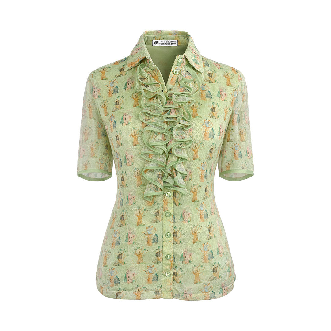 Picnic - Ruffled Shirt & Tiered Skirt Set