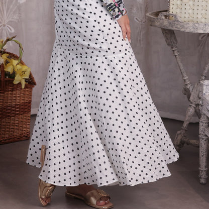 Polka Dot - Bias-Cut Gathered Skirt