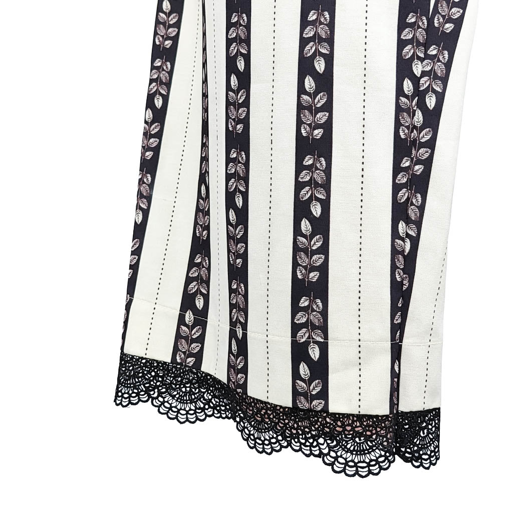 Flora & Fauna - Ivory & Black Striped Wide-Leg Pants