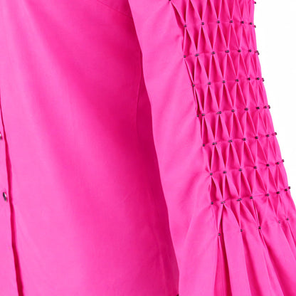 LIB Basics - Fuchsia Smocked Sleeve Shirt