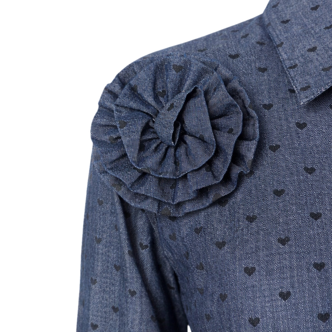 Denim - Ruffle Flower Shirt