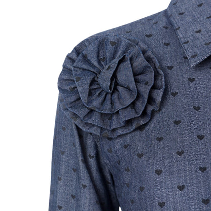 Denim - Ruffle Flower Shirt