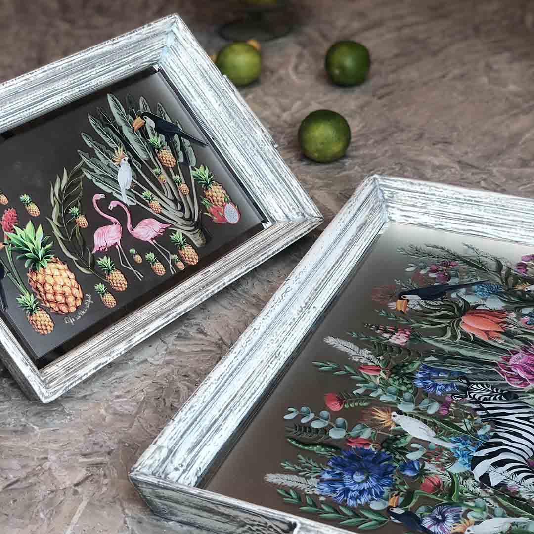 Trays - Jungle Stacked Edge Small White